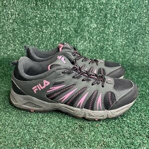 Fila Womens Lace Up Size 8 Gray Pink All Terrain Running Shoes